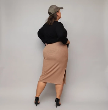 Sukienka z dzianinową bluzką czarna-ciemny beż (682)