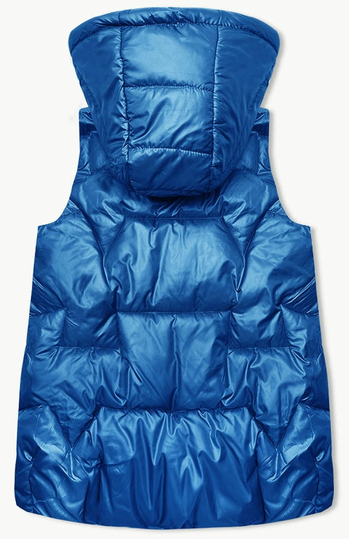 Bezrękawnik damski z kapturem niebieski (B8171-13)