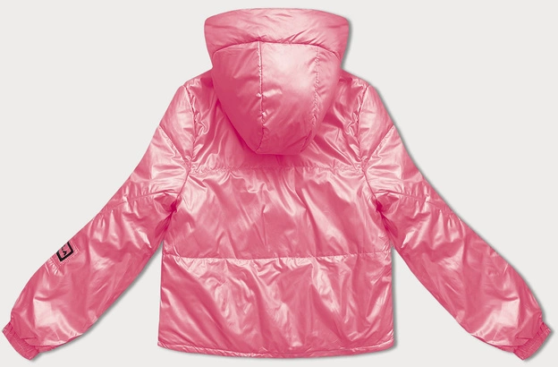 Krótka kurtka damska z kapturem różowa (B8216-83)