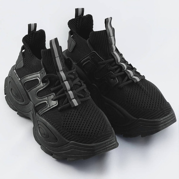 Tekstylne sneakersy damskie czarne (ra16)