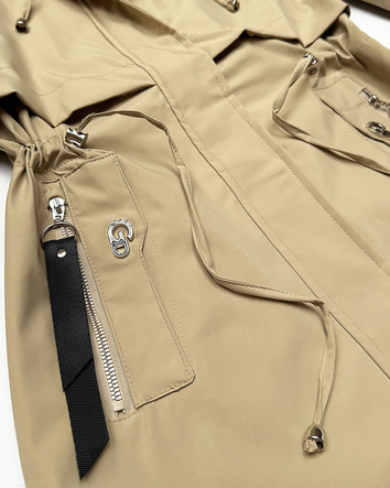 Lekka parka damska na podszewce Goodlookin piaskowa (KK60407-2#)