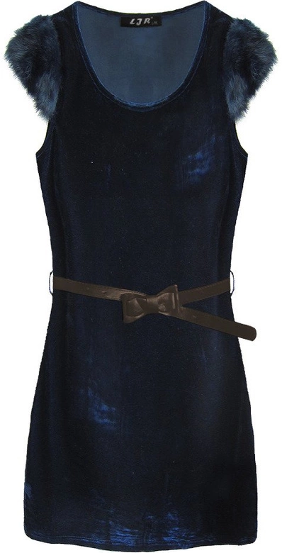 WELUROWA SUKIENKA MINI GRANATOWA (3687)