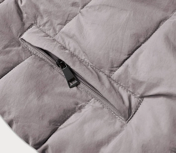 Asymetryczna kurtka damska oversize beżowa (1535)