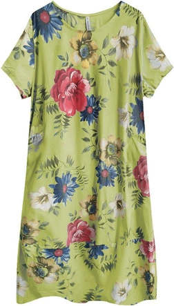 BAWEŁNIANA SUKIENKA OVERSIZE OLIWKOWA (341ART)