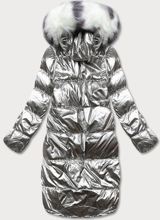 Dwustronna metaliczna kurtka zimowa grafitowo-szara  (p21-7901-27+61)