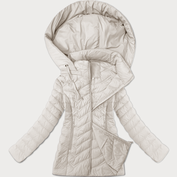 Pikowana kurtka damska z kapturem J Style ecru (16M9238-280)