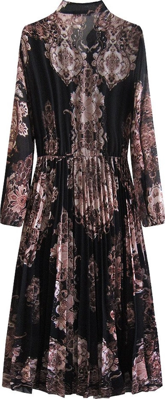 SZYFONOWA SUKIENKA MIDI CZARNO-BRĄZOWA (523ART)