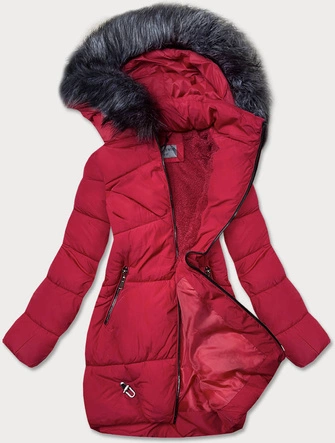PIKOWANA KURTKA ZIMOWA Z KAPTUREM CZERWONA (B2702-4)