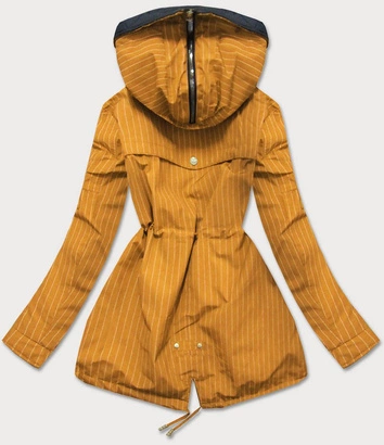 DWUSTRONNA KURTKA Z KAPTUREM W PASKI ŻÓŁTO-CZARNA (W659BIG)