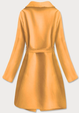 Minimalistyczny płaszcz damski żółty (747ART)