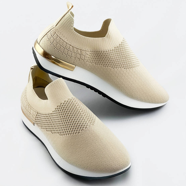 Wsuwane buty sportowe damskie beżowe (xa157)
