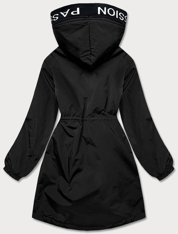 Asymetryczna damska parka czarna (b8001-1)