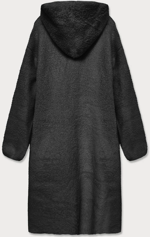 Narzutka z kapturem a'la wełna czarna (b3006)