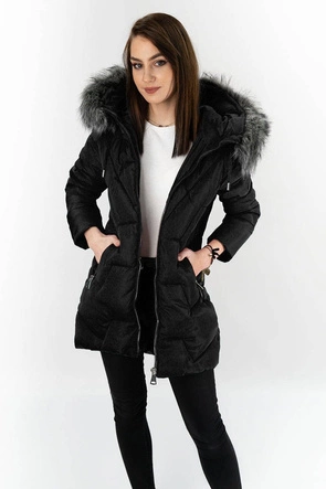 PIKOWANA KURTKA DAMSKA ZIMOWA CZARNA (B9527)