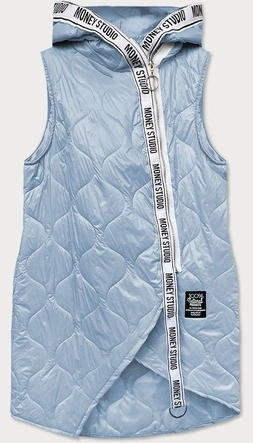 DŁUGI ASYMETRYCZNY BEZRĘKAWNIK DAMSKI NIEBIESKI (30874)