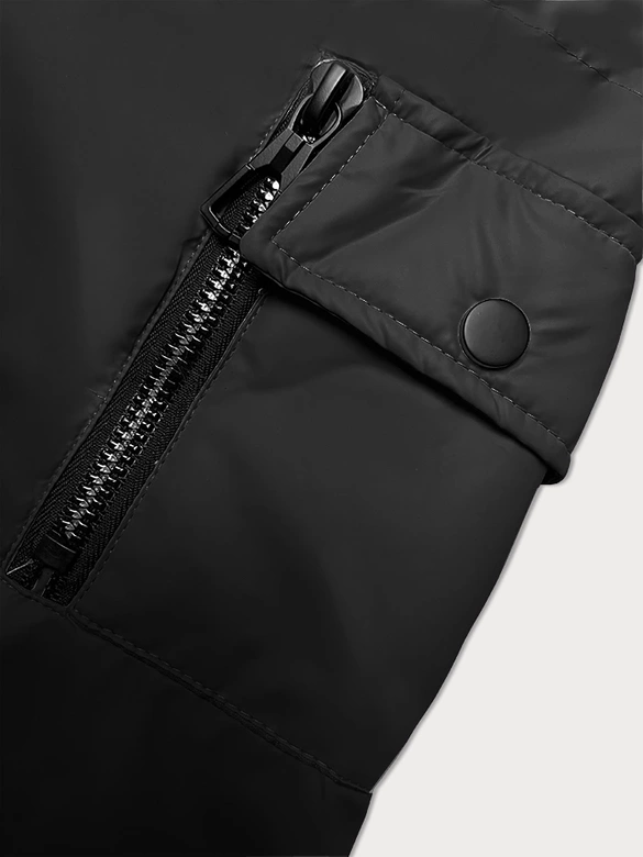 Krótka kurtka damska z kapturem S'West czarna (B8246-1)