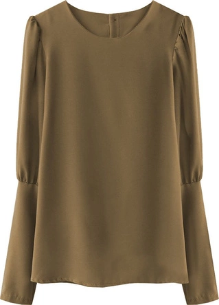 BLUZKA ZAPINANA NA PLECACH KARMELOWA (476ART)