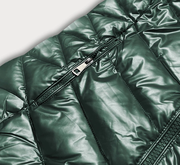 Zimowa kurtka damska z kapturem zielona (TY037-38)