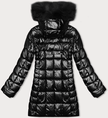 Metaliczna kurtka damska z kapturem J Style czarna (16M9120-392)