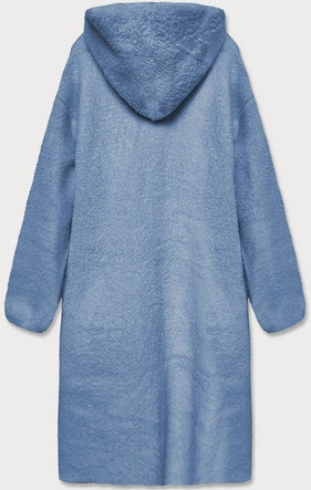 Narzutka z kapturem a'la wełna niebieska (b3006)