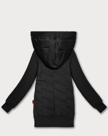 Damska bluza z kapturem z łączonych materiałów Goodlookin czarna (AMG-175)