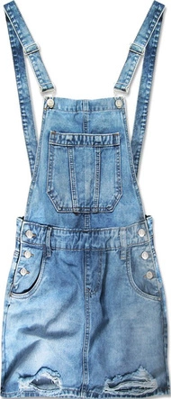 JEANSOWA SPÓDNICA OGRODNICZKA Z DZIURAMI NIEBIESKA (6045)