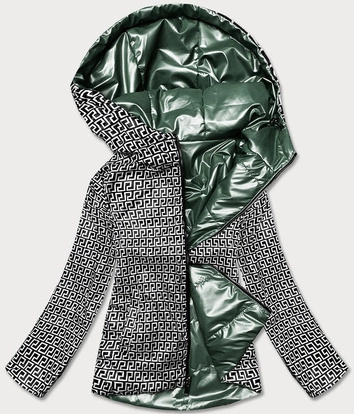 Dwustronna kurtka damska z kapturem zielona (b9793-10)