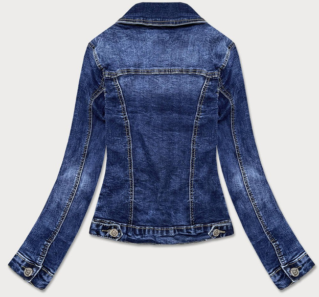 KURTKA DAMSKA JEANSOWA DENIM Z PRZETARCIAMI GRANATOWA (GD6338)