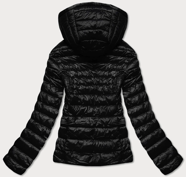 Pikowana kurtka dwustronna damska czarna (b9775-1)