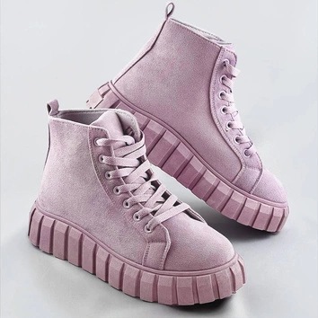 Sznurowane trzewiki z imitacji zamszu wrzosowe (xa057)