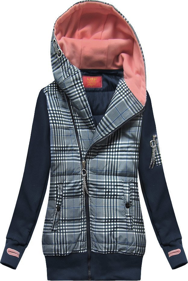 Bluza z łączonych materiałów granatowa (AMG-611A)