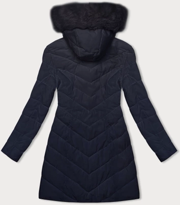 Pikowana kurtka zimowa damska z kapturem LHD granatowa (2M-057)