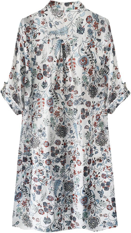 KOSZULOWA TUNIKA W KWIATY BIAŁA (367ART)