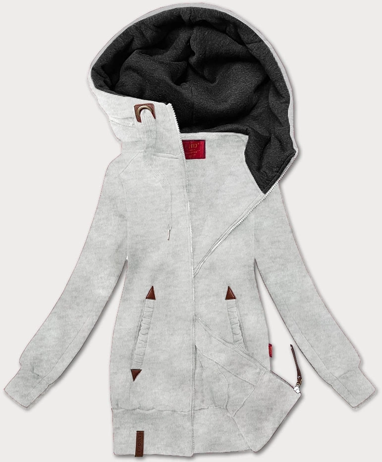 Gładka bluza damska z kapturem LHD jasnoszara (AMG169)