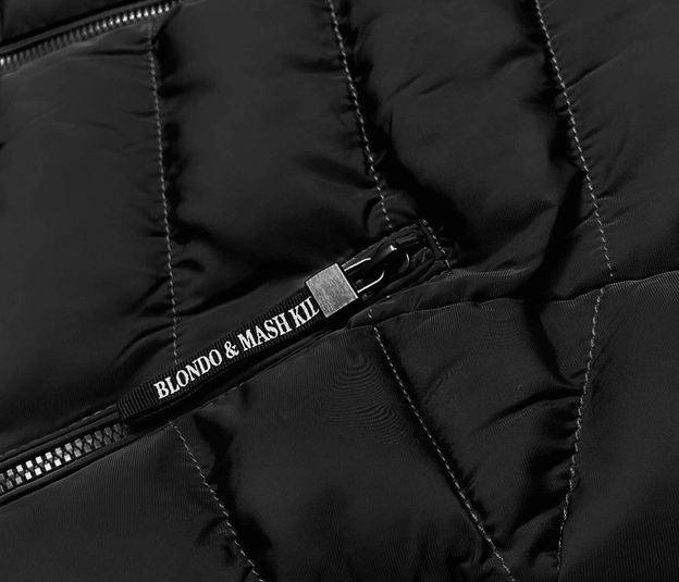 KAMIZELKA DAMSKA Z PUCHEM NATURALNYM CZARNA (RQW6815)