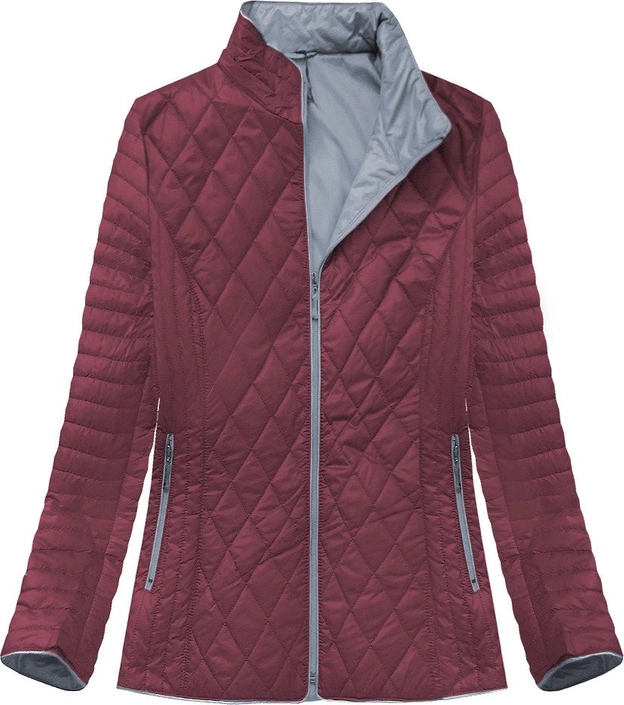 PIKOWANA KURTKA Z KAPTUREM BORDOWA (B9508)