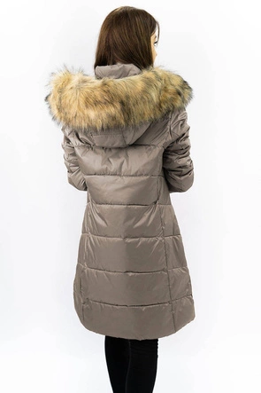 Pikowana damska kurtka zimowa brązowa (gww1988)