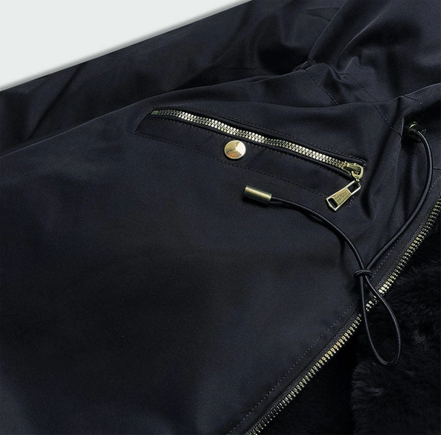 DWUSTRONNA DAMSKA PARKA Z KAPTUREM GRANATOWA (B2634)