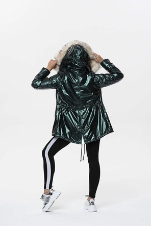 DAMSKA BŁYSZCZĄCA KURTKA PRZEJŚCIOWA ZIELONA (19143)