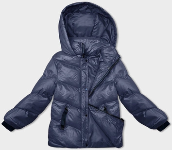 Puchowa kurtka zimowa damska granatowa (23065-1)