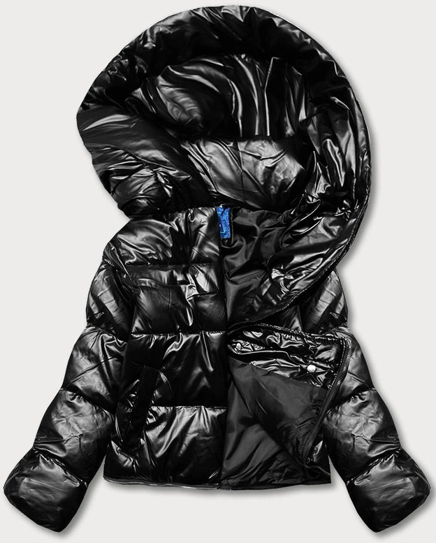 KURTKA ZIMOWA DAMSKA TRZY DŁUGOŚCI CZARNA BŁYSZCZĄCA (AG8-003)