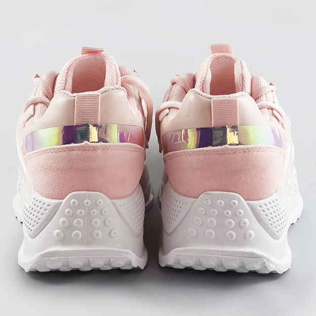 Sneakersy damskie z podwójnymi sznurówkami różowe (7001)