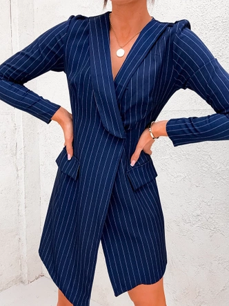 Sukienka w prążki typu marynarka granatowa (8240)