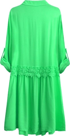 BAWEŁNIANA SUKIENKA KOSZULOWA LIMONKOWA (307ART)