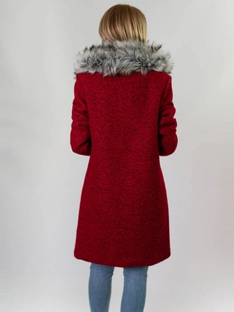 KRÓTKI PŁASZCZ ZIMOWY ZE STÓJKĄ BORDOWY (536/2ART)