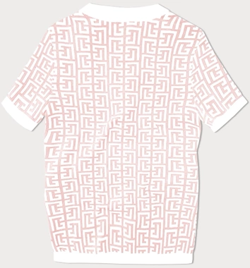 Bluzka z dzianiny z krótkim rękawem łososiowa (009)