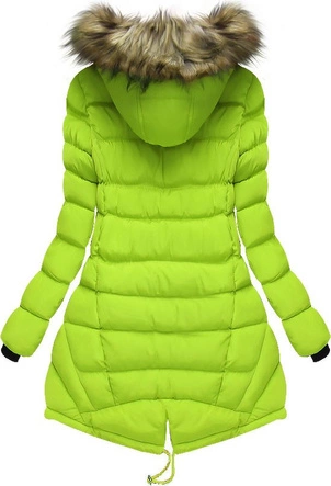 ASYMETRYCZNA KURTKA Z KAPTUREM LIMONKOWA (W812)