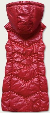 Błyszcząca kamizelka z kapturem czerwona (b8025-4)