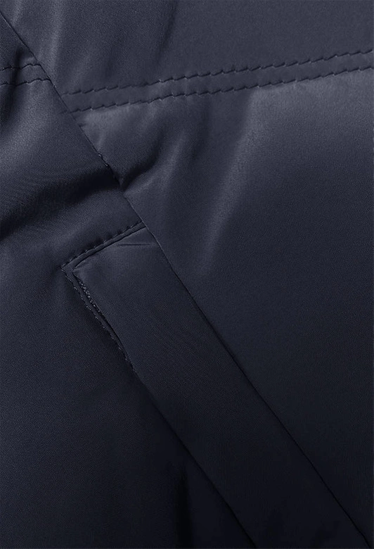 Kamizelka damska ze stójką i kapturem granatowa (23-011)