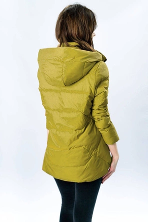 DAMSKA KURTKA ASYMETRYCZNA MUSZTARDOWA (905)